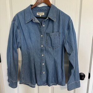 Madewell Womens Denim Button-Down Shirt Medium Wash Long Sleeve Size M